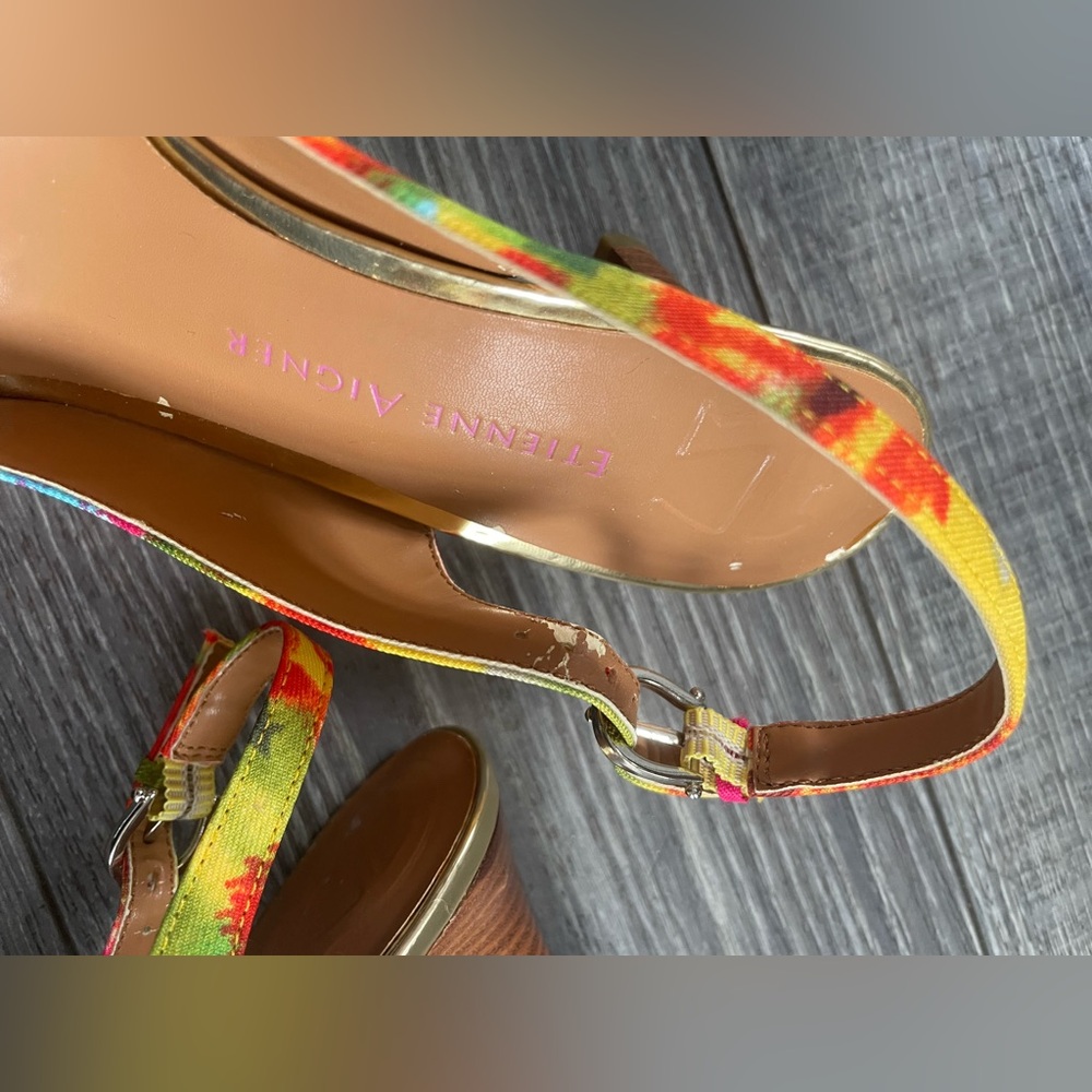 BOGO SALE Etienne Aigner Hadley Slingback Floral Peep Toe Pumps Heel Shoes - Picture 6 of 9